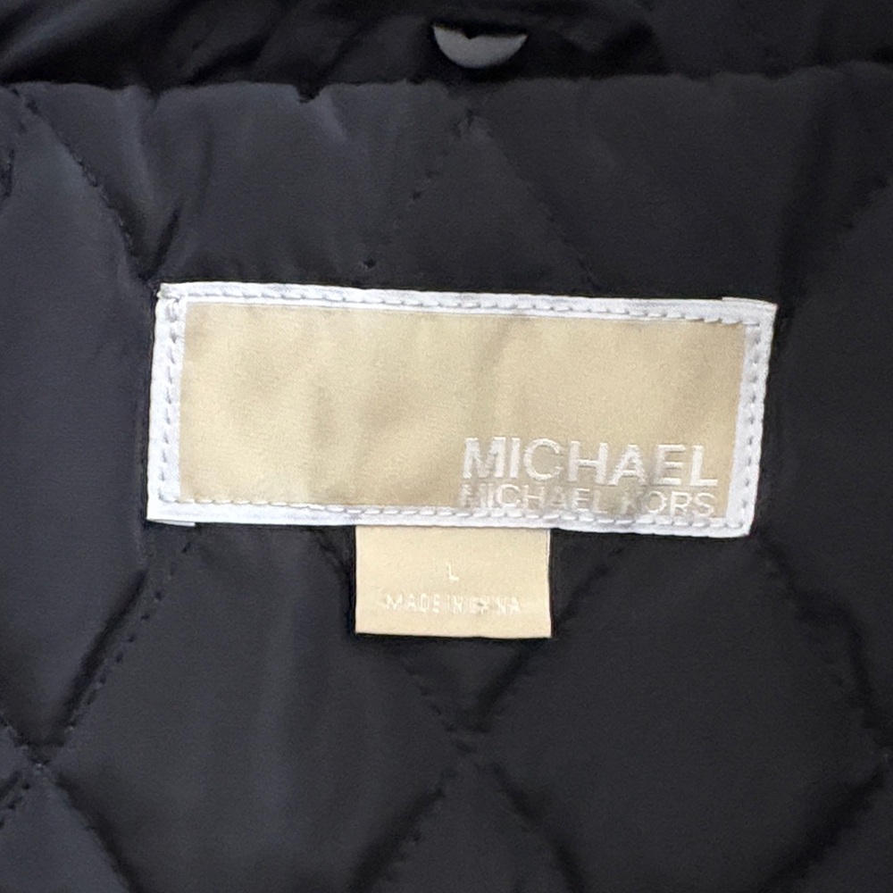 MICHAEL Michael Kors Quilted Black Puffer with Cream Shearling Collar - Picture 5 of 11
